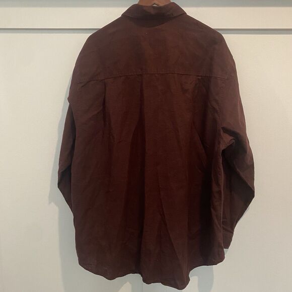 Southpole Linen Blend Shirt Men's XL Brown Long Sleeve Button Up Vtg Y2K EUC - Picture 8 of 12